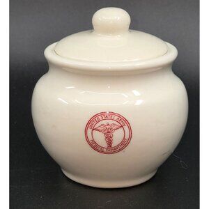 1940's US Army Medical Dept China Jar With Lid WW2, marked Shenango Newcastle PA